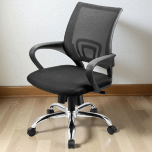 Shop Online Eventa Office Chair Black | Medium Back | Vassio | Sleek Design, Chrome Base