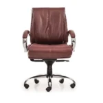 Luxe Medium Back Chair Brown Leatherette Ergonomic Office Chair – Vassio