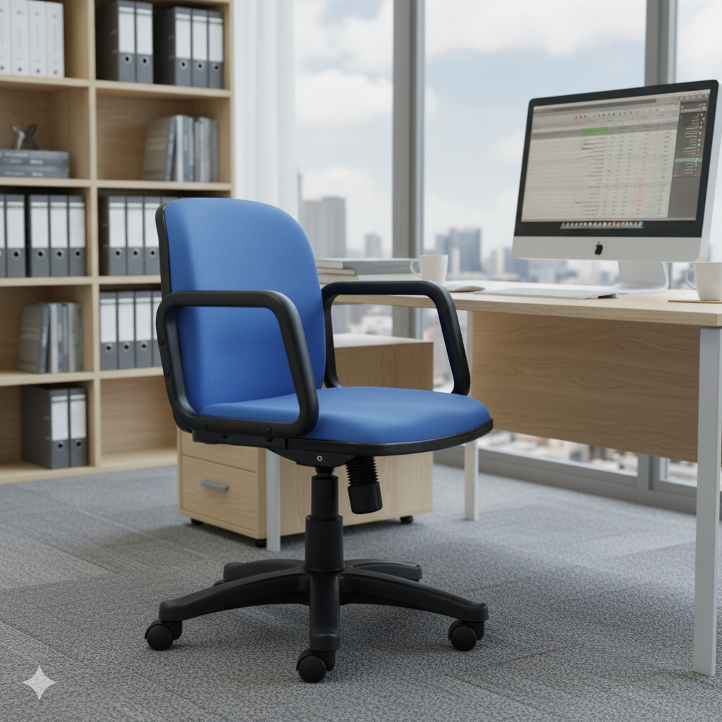 Buy Pluva Blue Fabric Chair Medium Back » Vassio