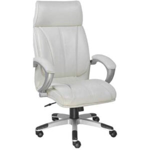 Executive High Back Chair Leather White Vassio