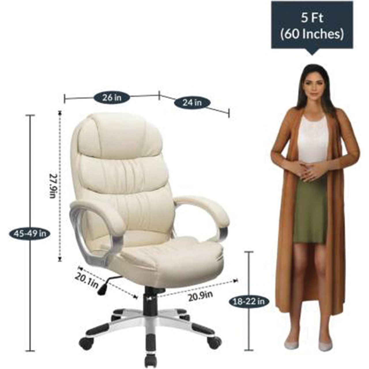 Director Leatherette Office Executive Chair White - Vassio Director Leatherette Office Executive Chair White - Vassio