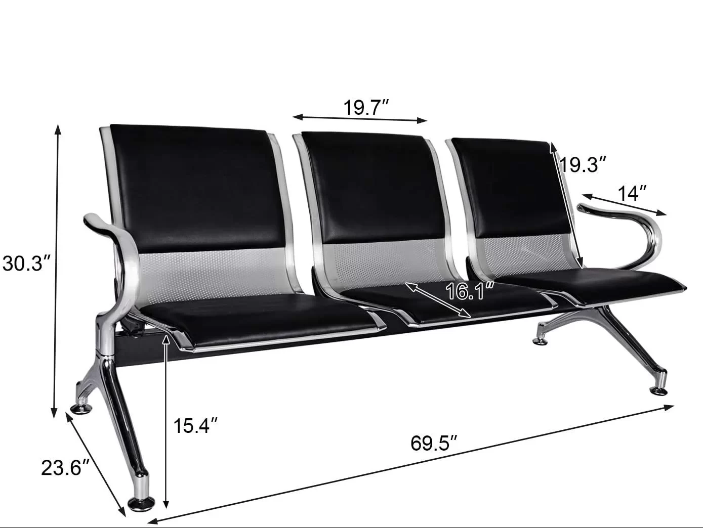 3 Seater Chrome Waiting Chair With Cushion Heavy » Vassio 3 Seater Chrome Waiting Chair With Cushion Heavy » Vassio