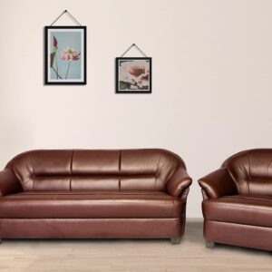 5 Seater Leatherette Sofa In Brown Vassio