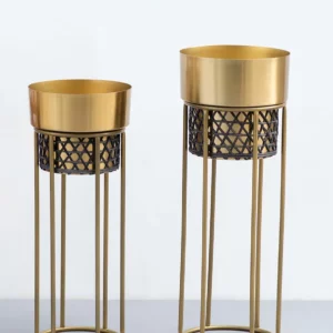 Gold Handwork Cane Planters (Set Of 2) » Vassio