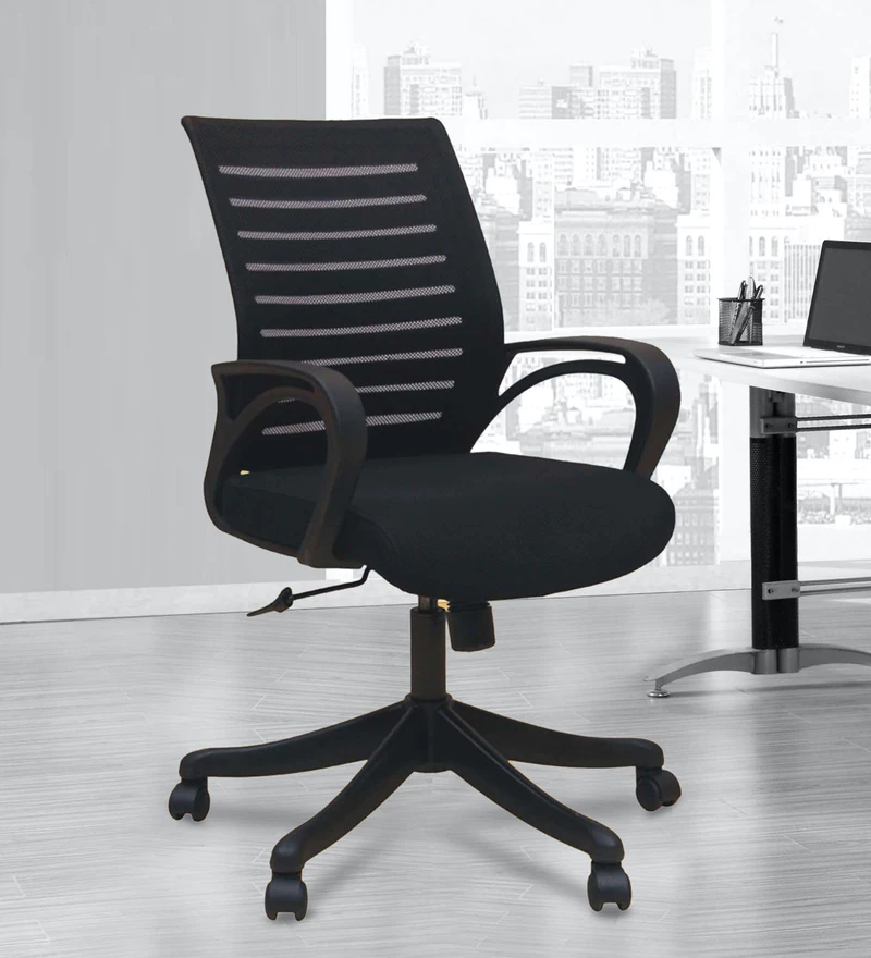 Bliss Mesh Fabric Revolving Chair Black Bliss Mesh Fabric Revolving Chair Black