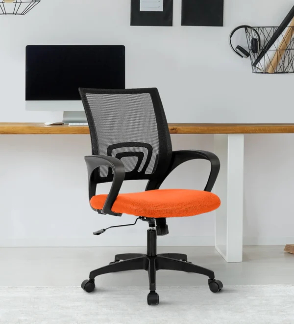 Shop Online Eventa Office Chair Orange | Medium Back | Vassio | Sleek Design, Nylon Base
