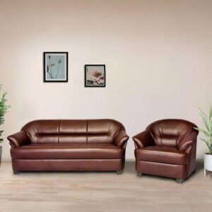 Vassio Orion 5 Seater Leatherette Sofa – Brown | Premium Comfort | 3+1+1 Seater