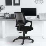 Vassio Bloom Mesh Fabric Chair Black MB51 – Ergonomic Revolving Office Chair with Mesh Back and Nylon Base