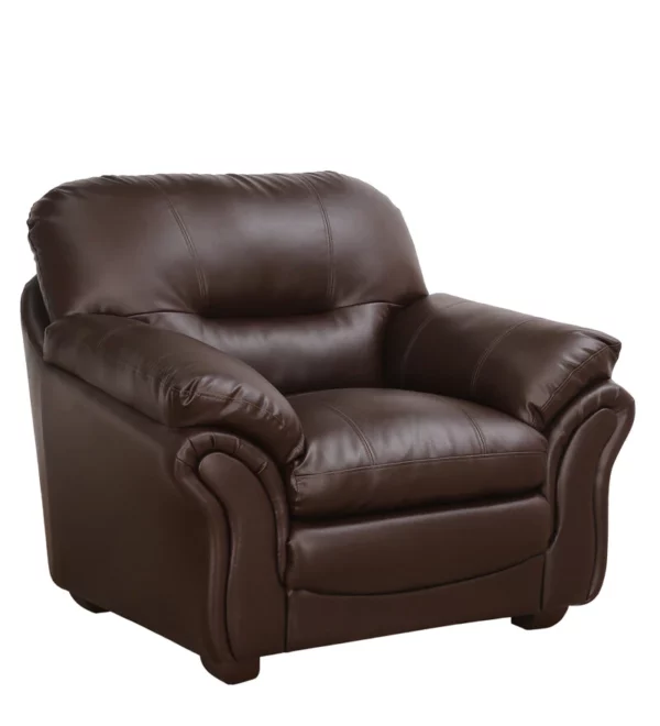  1 Seater Leatherette Sofa In Brown Vassio