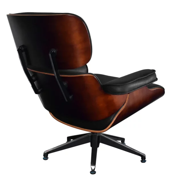 Revolving Lounge Chair Foot Stool in Black Vassio