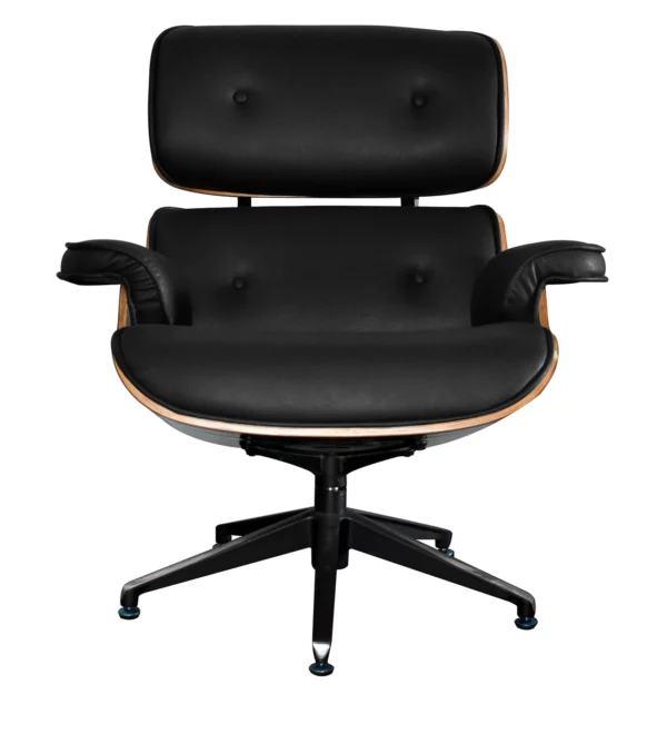 Revolving Lounge Chair Foot Stool in Black Vassio