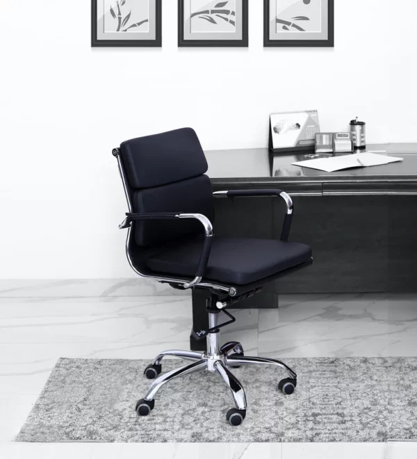 Medium Back Office Chair Black Colour » Vassio