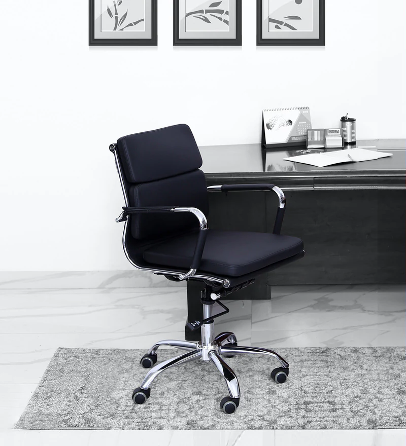 Medium Back Office Chair Black Colour » Vassio Medium Back Office Chair Black Colour » Vassio