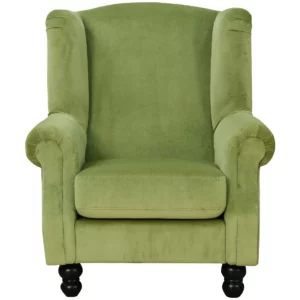 1 Seater Velvet Fabric Sofa In Green Vassio