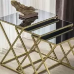 Square Modern Stool Iron and Glass Coffee Table » Vassio