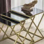 Square Modern Stool Iron and Glass Coffee Table » Vassio