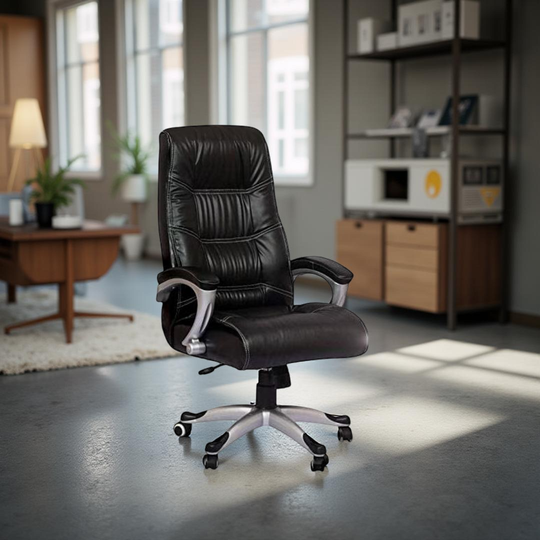 Shop Online Denura High Back Chair Black – Premium Leatherette Executive Chair by Vassio