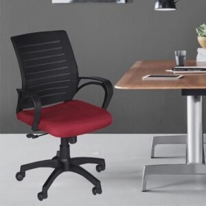 Bliss Comfortable Low Back Office Chair | Maroon & Black | Vassio