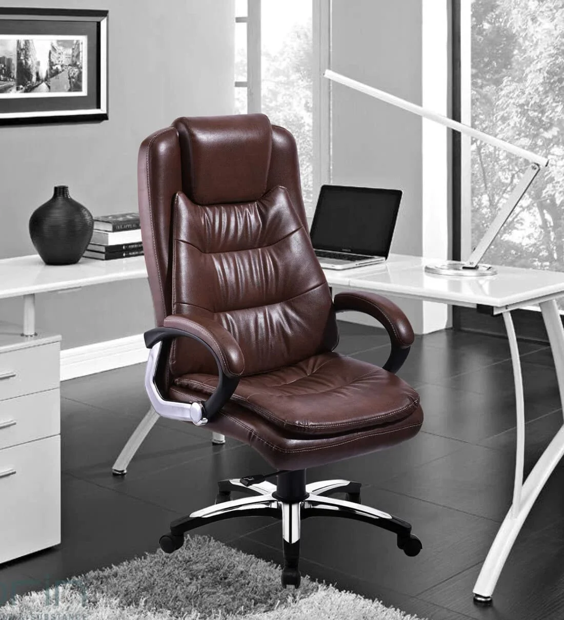 Vassio Venza High Back Boss Chair Brown – Leatherette Executive Revolving Chair Vassio Venza High Back Boss Chair Brown – Leatherette Executive Revolving Chair with Nylon Base