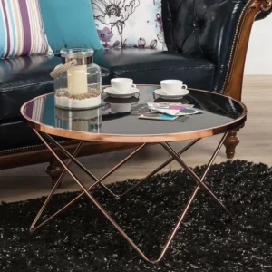 Felis Glass Coffee Table In Black Colour Vassio