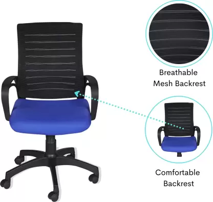 Fabric Office Arm Chair Black and Blue Vassio