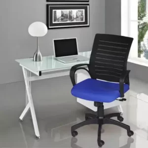 Fabric Office Arm Chair Black and Blue » Vassio