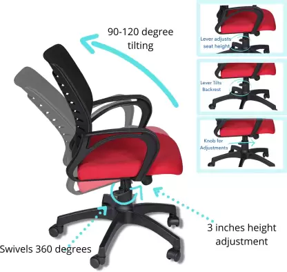 Low Back Office Chair Black and Red » Vassio Low Back Office Chair Black and Red » Vassio