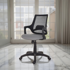 Vassio Bloom Computer Chair Grey – Ergonomic Mesh Office Chair with Adjustable Height and Nylon Base