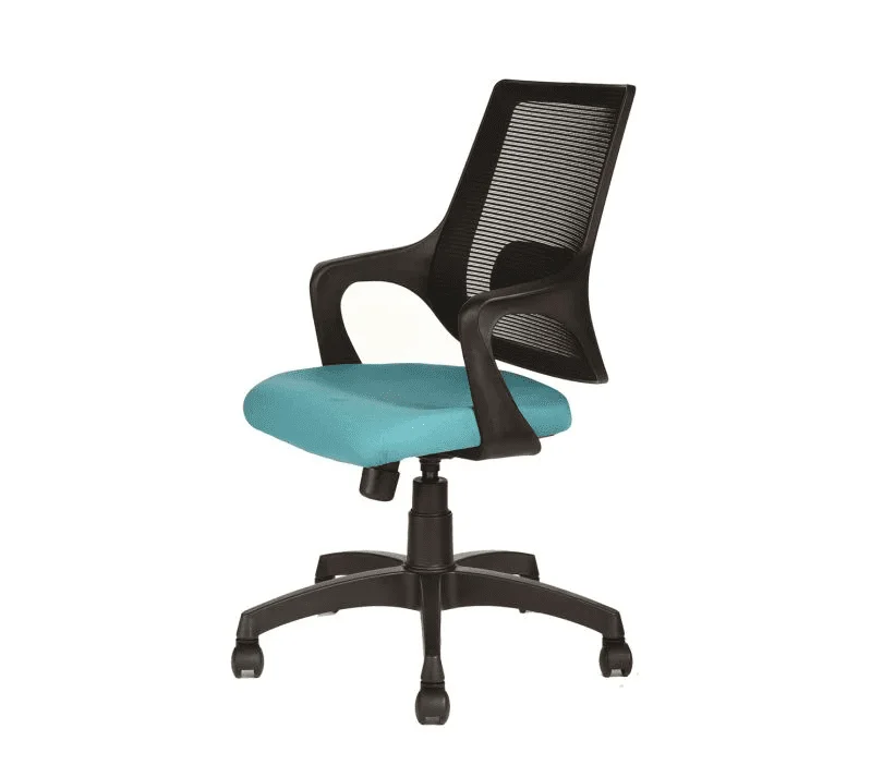 Vassio Bloom Medium Back Net Chair Turquoise Color – Ergonomic Mesh Office Chair with Adjustable Height and Nylon Base