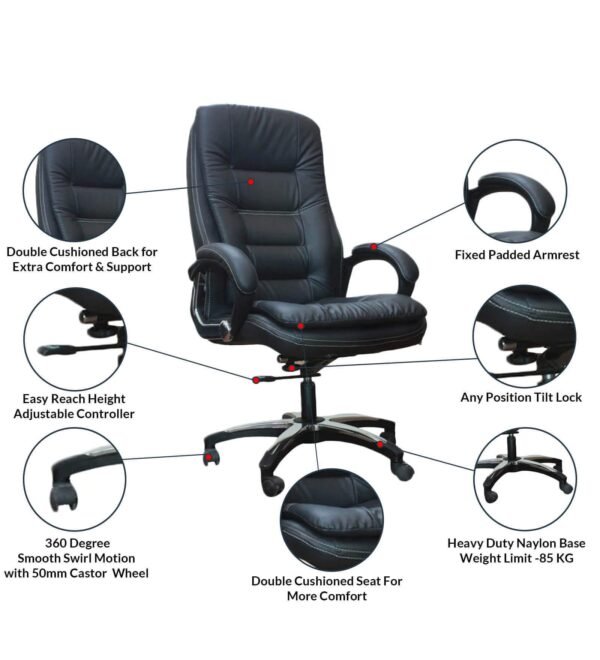 Executive Leatherette Executive Chair in Black » Vassio