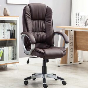 Brown Leatherette High Back Executive Chair Vassio