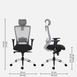 Breathable Mesh Ergonomic Chair with Headrest in Black