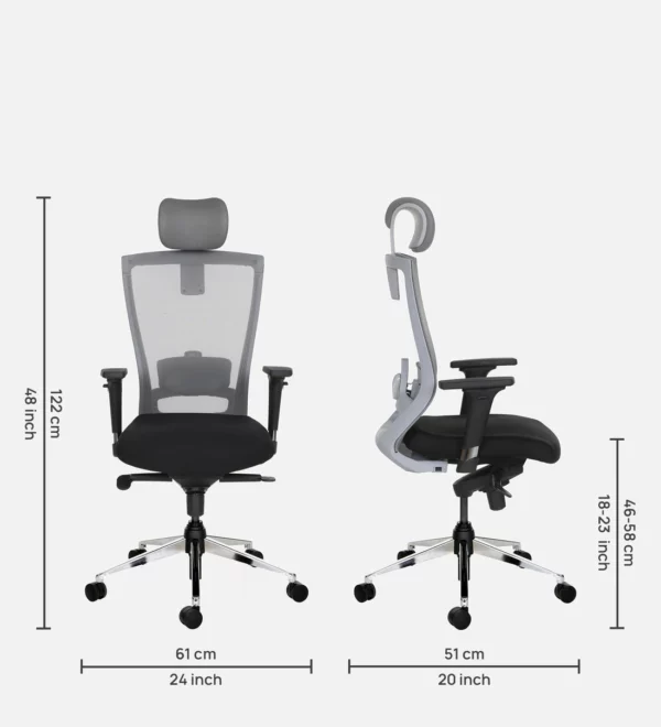 Breathable Mesh Ergonomic Chair with Headrest in Black