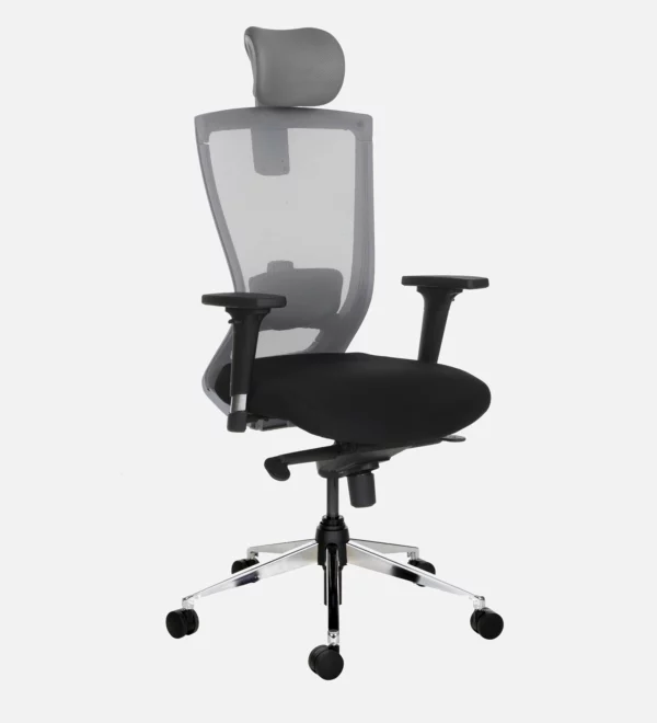 Breathable Mesh Ergonomic Chair with Headrest in Black