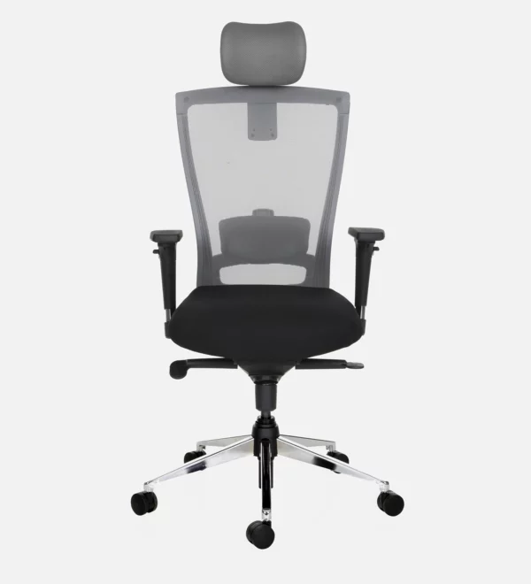 Breathable Mesh Ergonomic Chair with Headrest in Black