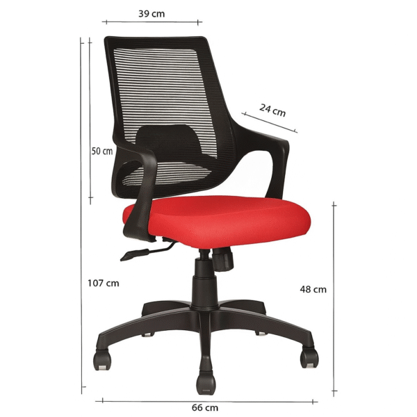 Bloom Mesh Office Chair Black-Red | Office Net Chair for Home & Office