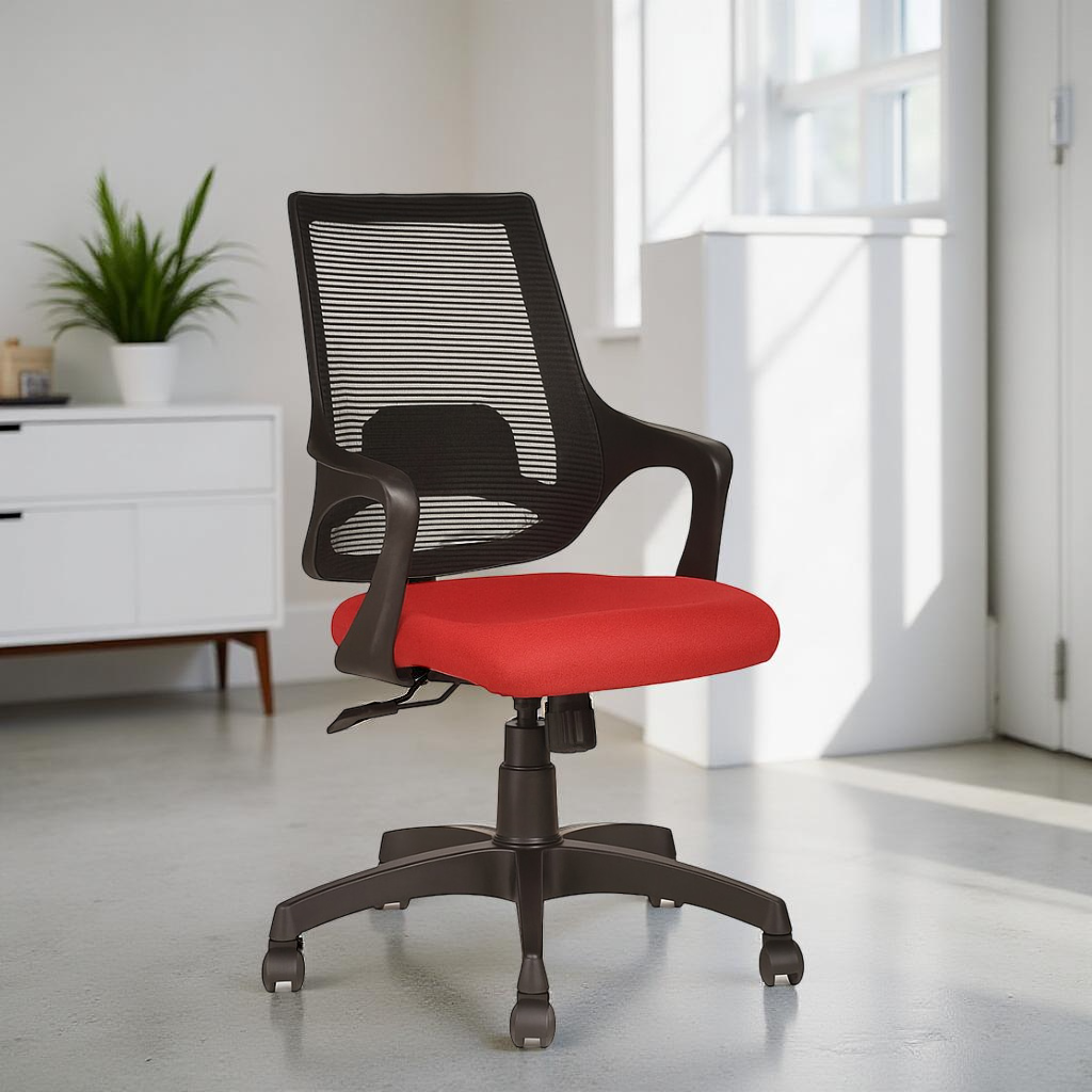 Bloom Mesh Office Chair Black-Red – Vassio Bloom Mesh Office Chair Black-Red | Office Net Chair for Home & Office