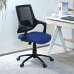 Vassio Bloom Office Chair Blue – Low Back Ergonomic Revolving Mesh Office Chair with Nylon Base