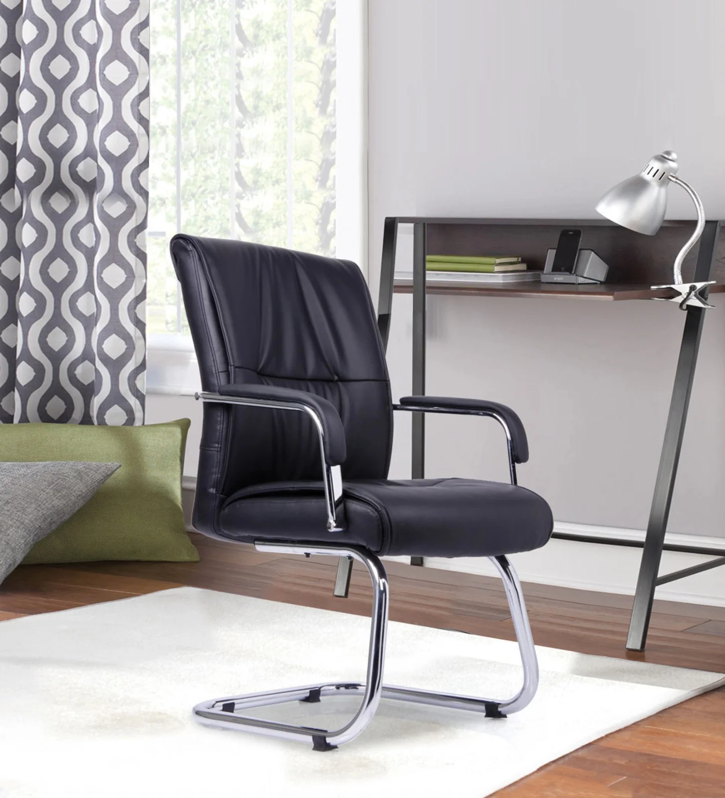 Myra Leatherette Visitor Chair Black – Vassio Shop Myra Leatherette Visitor Chair Black – Vassio