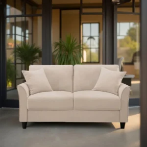 Plush Velvet 2 Seater Sofa Beige by Vassio