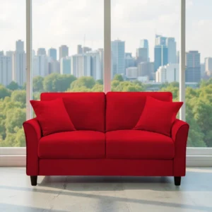 Plush Velvet 2 Seater Sofa Maroon by Vassio