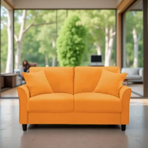 Plush Velvet 2 Seater Sofa Orange by vassio