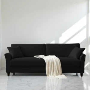 Plush Velvet 3 Seater Sofa Black by Vassio