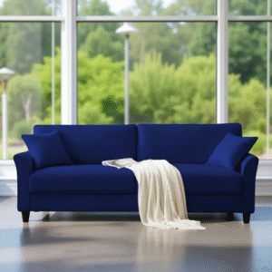 Buy Online Plush Velvet 3 Seater Sofa Blue