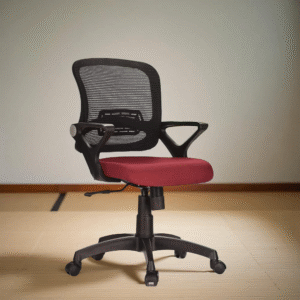 Tiny Office Chair Black Red | Compact Ergonomic Chair by Vassio