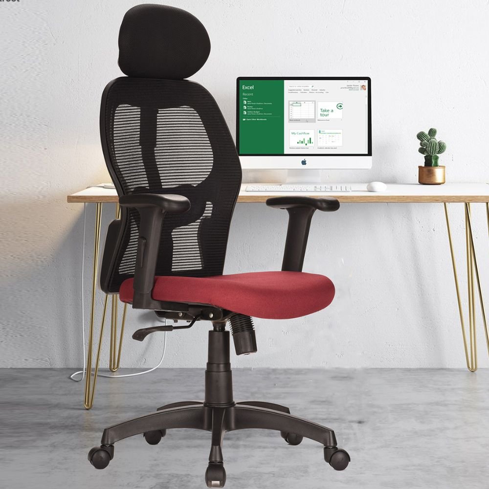 Buy Online Alvista High Back Revolving Chair Red - Vassio