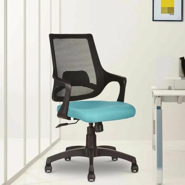 Office Chair Mesh Black Aqua Green