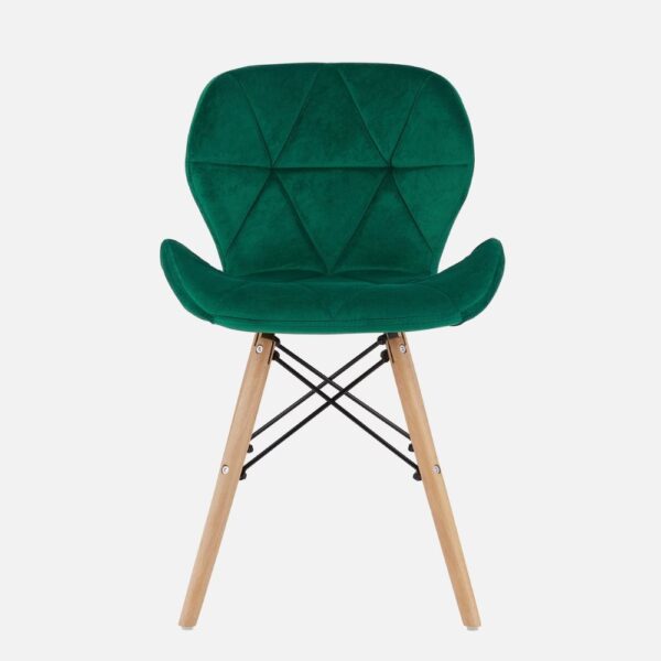 Fabric Chair Dark Green With Wooden Legs