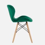 Fabric Chair Dark Green With Wooden Legs