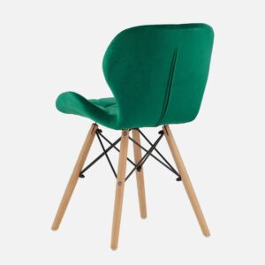 Fabric Chair Dark Green With Wooden Legs